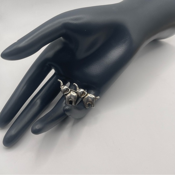 RELISTED Sterling Silver Two Elephants With Good Luck Trunks Up - Picture 6 of 12